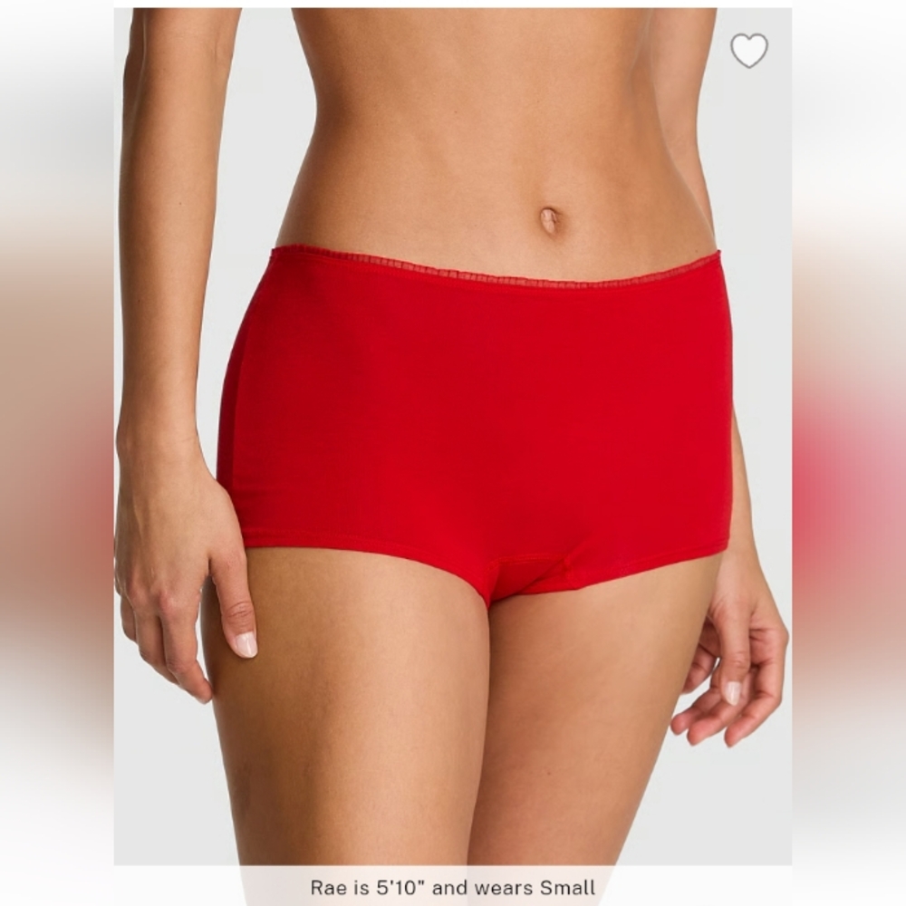 PINK VS Cotton Dorm Boyshort Panty Bright Vermillion NWT NIP